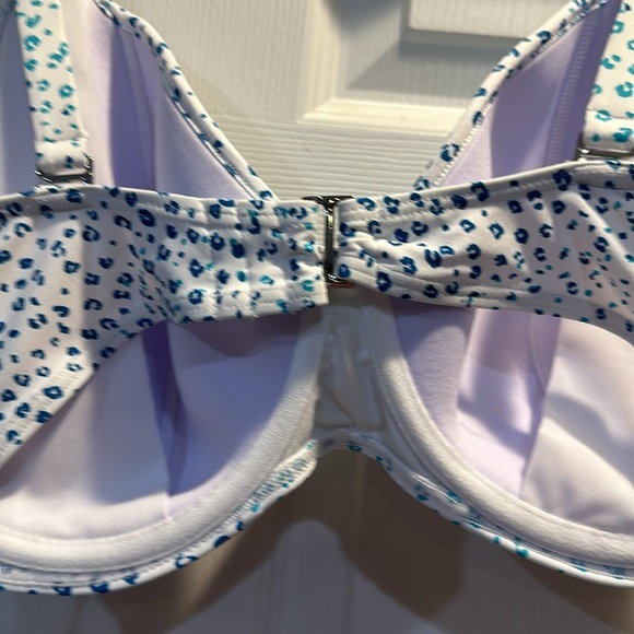 White and Blue Balconette Bikini with Nautical Dots - Picture 9 of 12